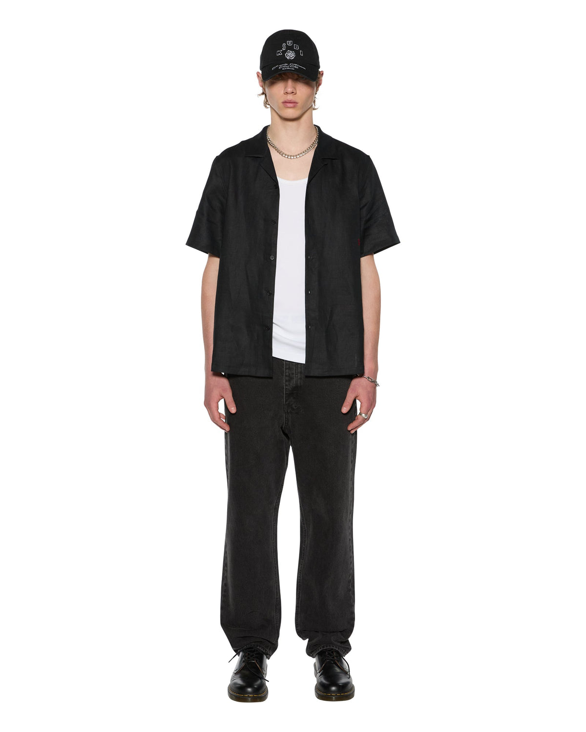 Mens Costa Resort Ss Shirt Black Regular Shirts - Black