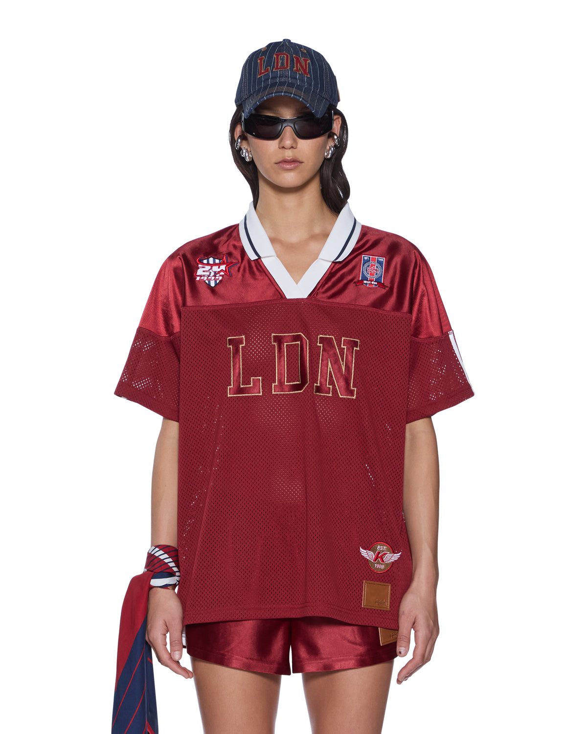 Womens Ldn Boyfriend Ss Jersey Garnet Relaxed Fashion Tops - Burgundy