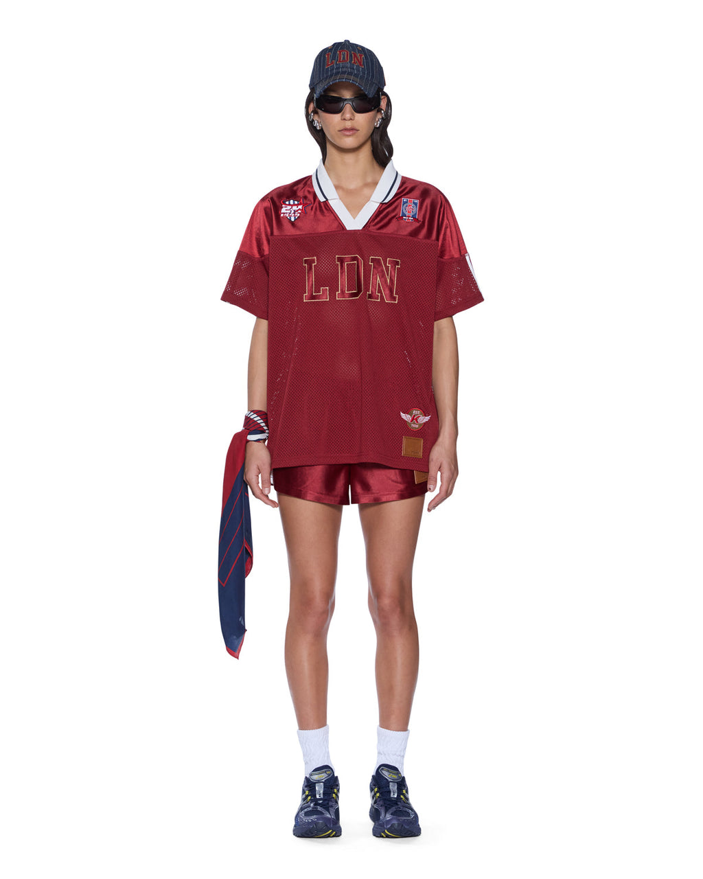 Womens Ldn Boyfriend Ss Jersey Garnet Relaxed Fashion Tops - Burgundy