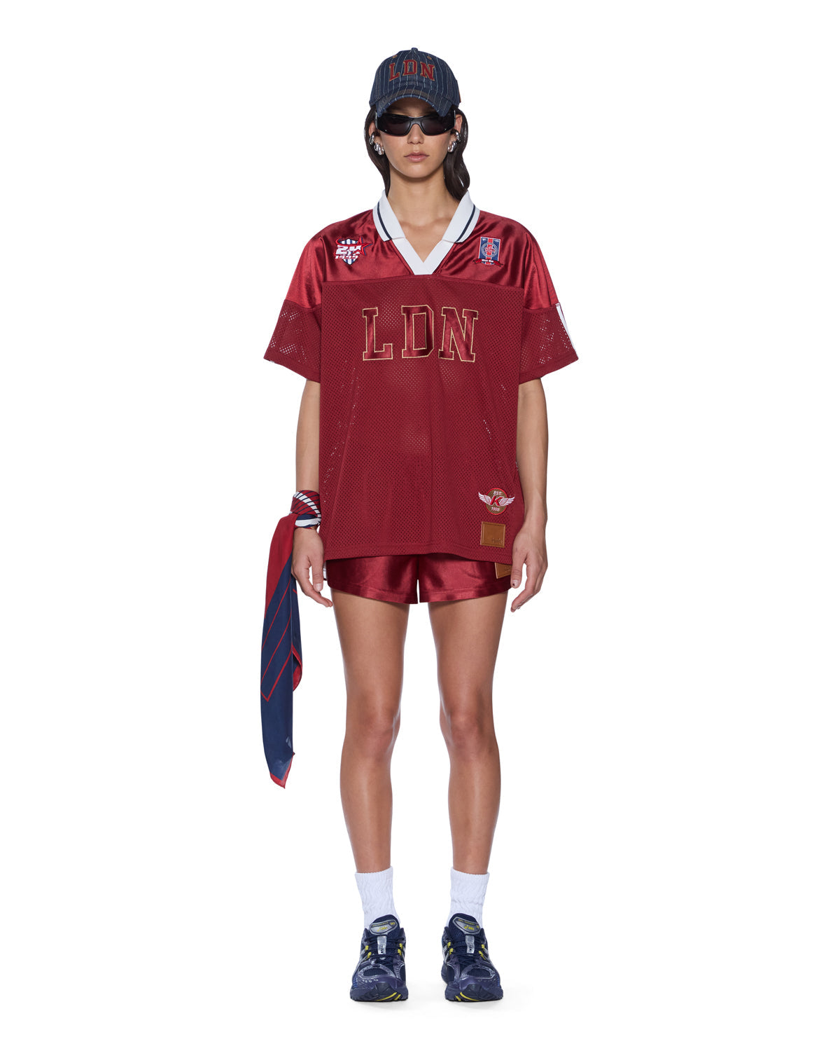 Womens Ldn Boyfriend Ss Jersey Garnet Relaxed Fashion Tops - Burgundy