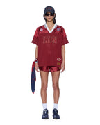 Womens Ldn Boyfriend Ss Jersey Garnet Relaxed Fashion Tops - Burgundy