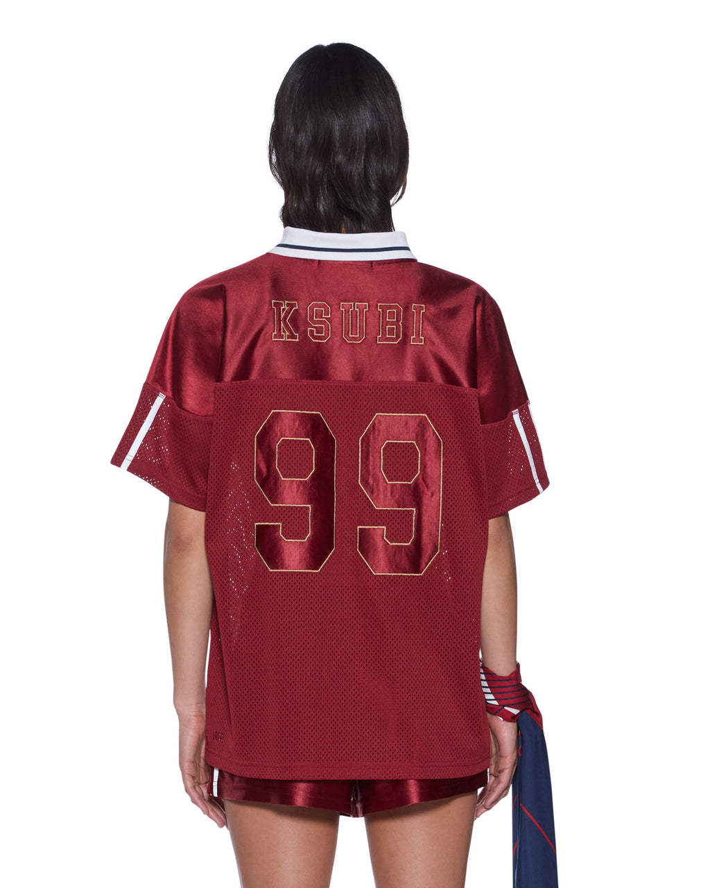 Womens Ldn Boyfriend Ss Jersey Garnet Relaxed Fashion Tops - Burgundy