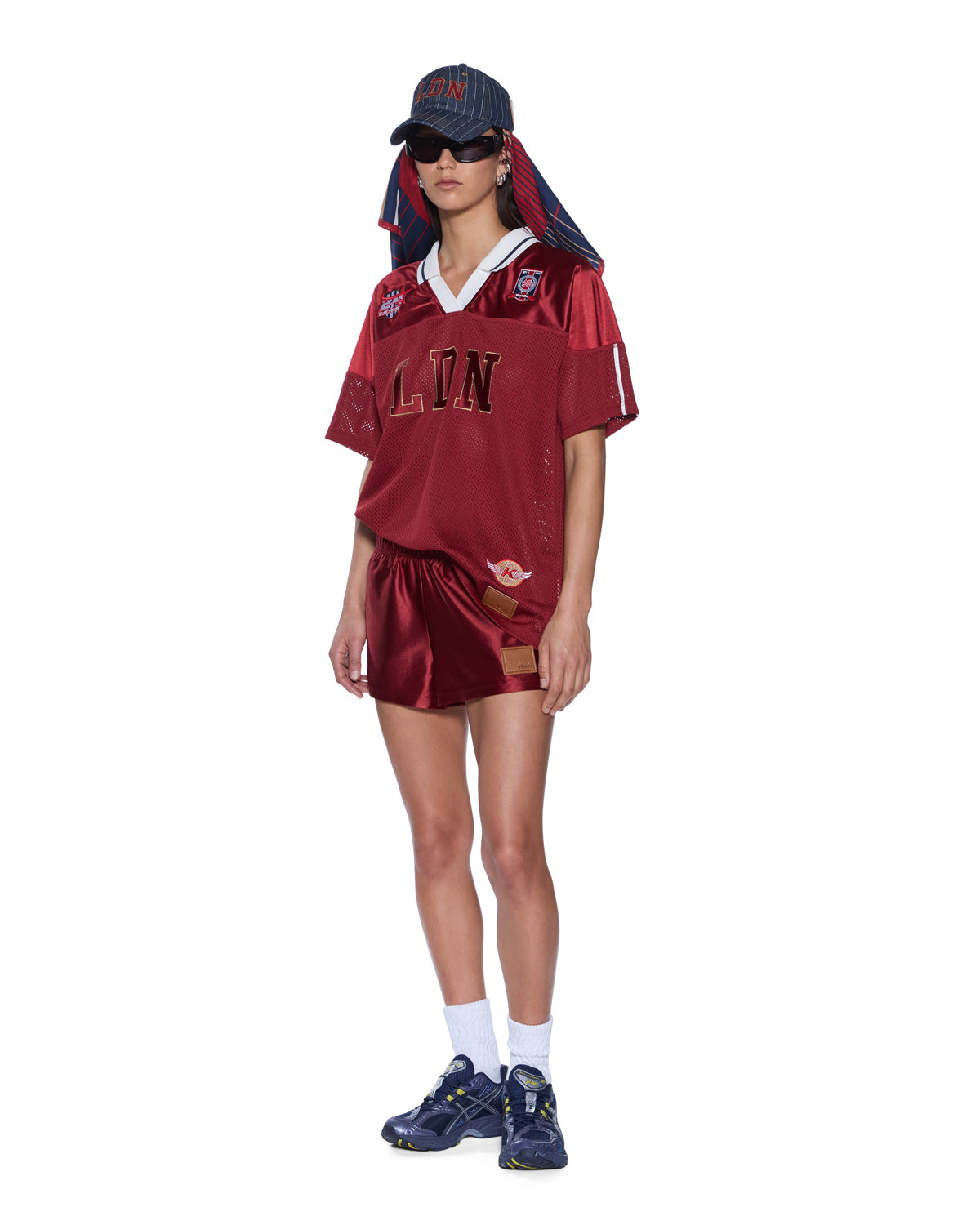 Womens Ldn Boyfriend Ss Jersey Garnet Relaxed Fashion Tops - Burgundy
