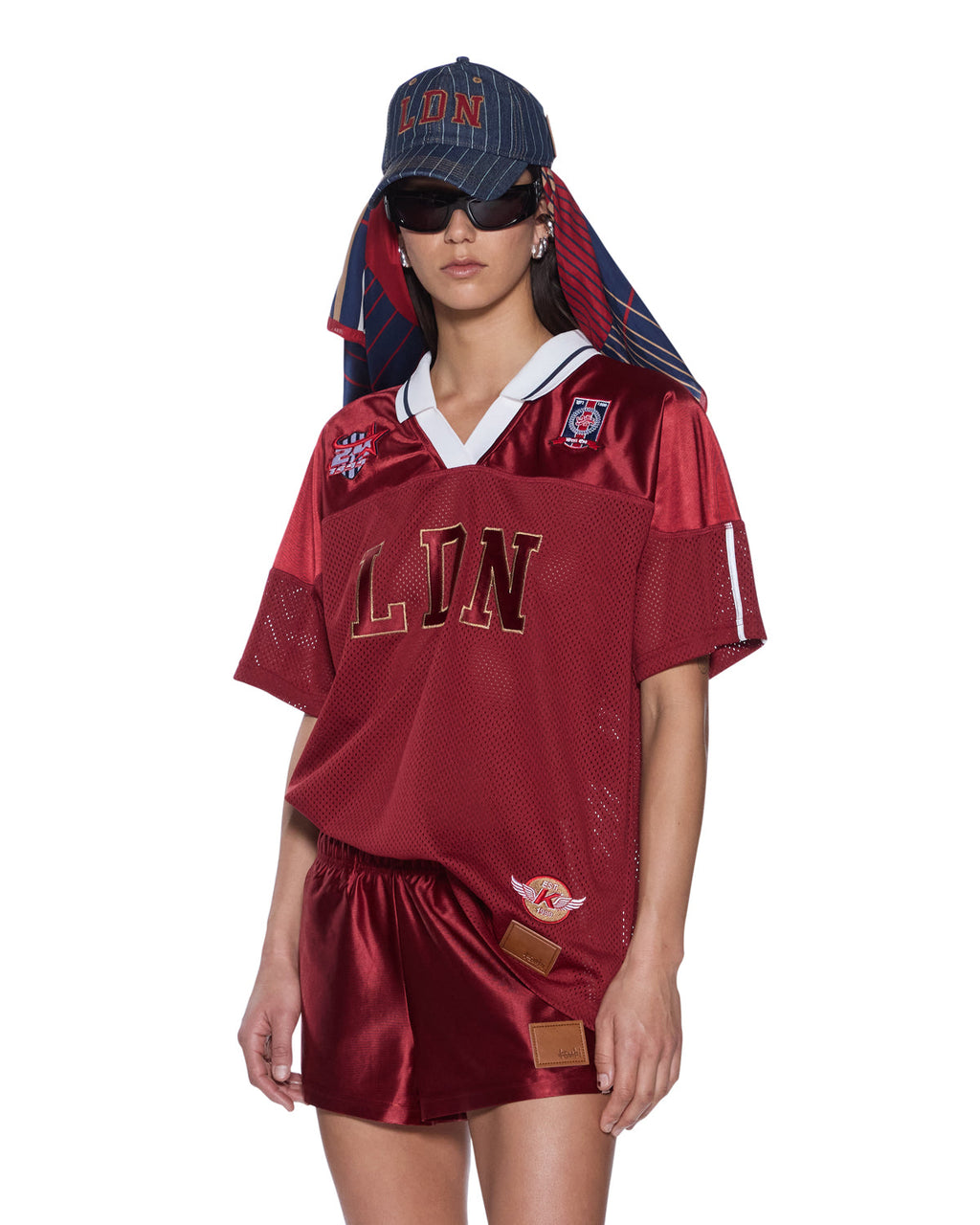 Womens Ldn Boyfriend Ss Jersey Garnet Relaxed Fashion Tops - Burgundy