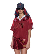 Womens Ldn Boyfriend Ss Jersey Garnet Relaxed Fashion Tops - Burgundy