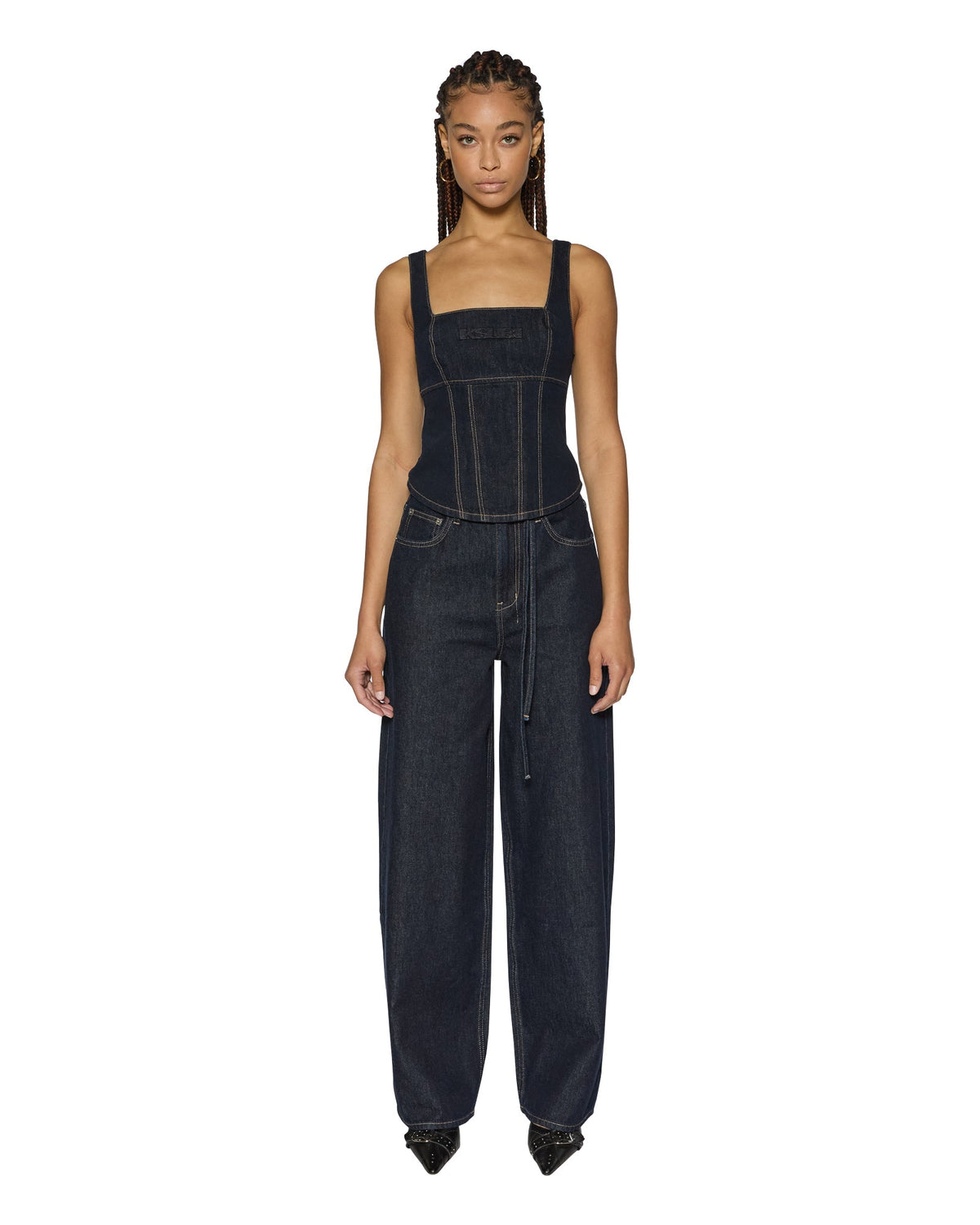 Womens Hera Bustier Zenith Pop Fitted Fashion Tops - Denim