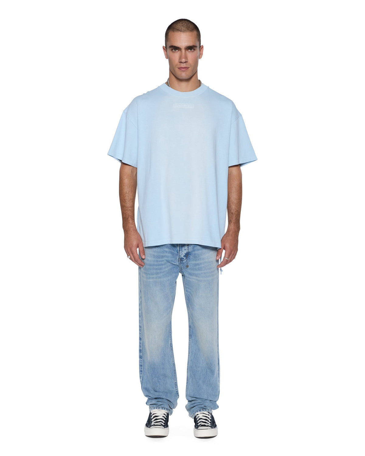 Mens Intruder Ekcess Ss Tee Ice Mist Oversized Tees - Blue