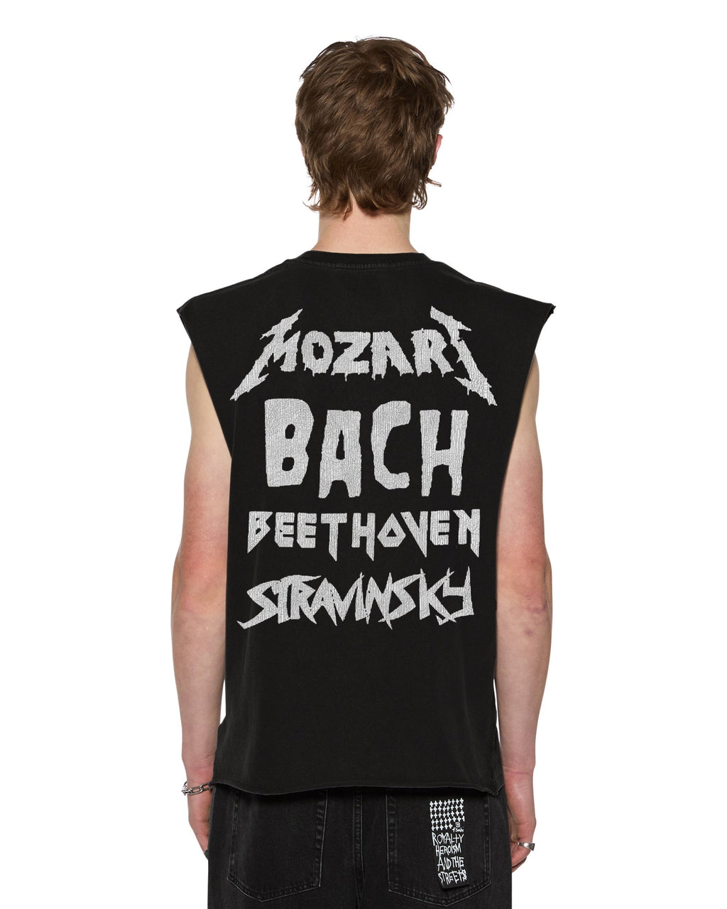 Mens Line Up Ekcess Cut Off Tee Jet Black Oversized Tees - Black