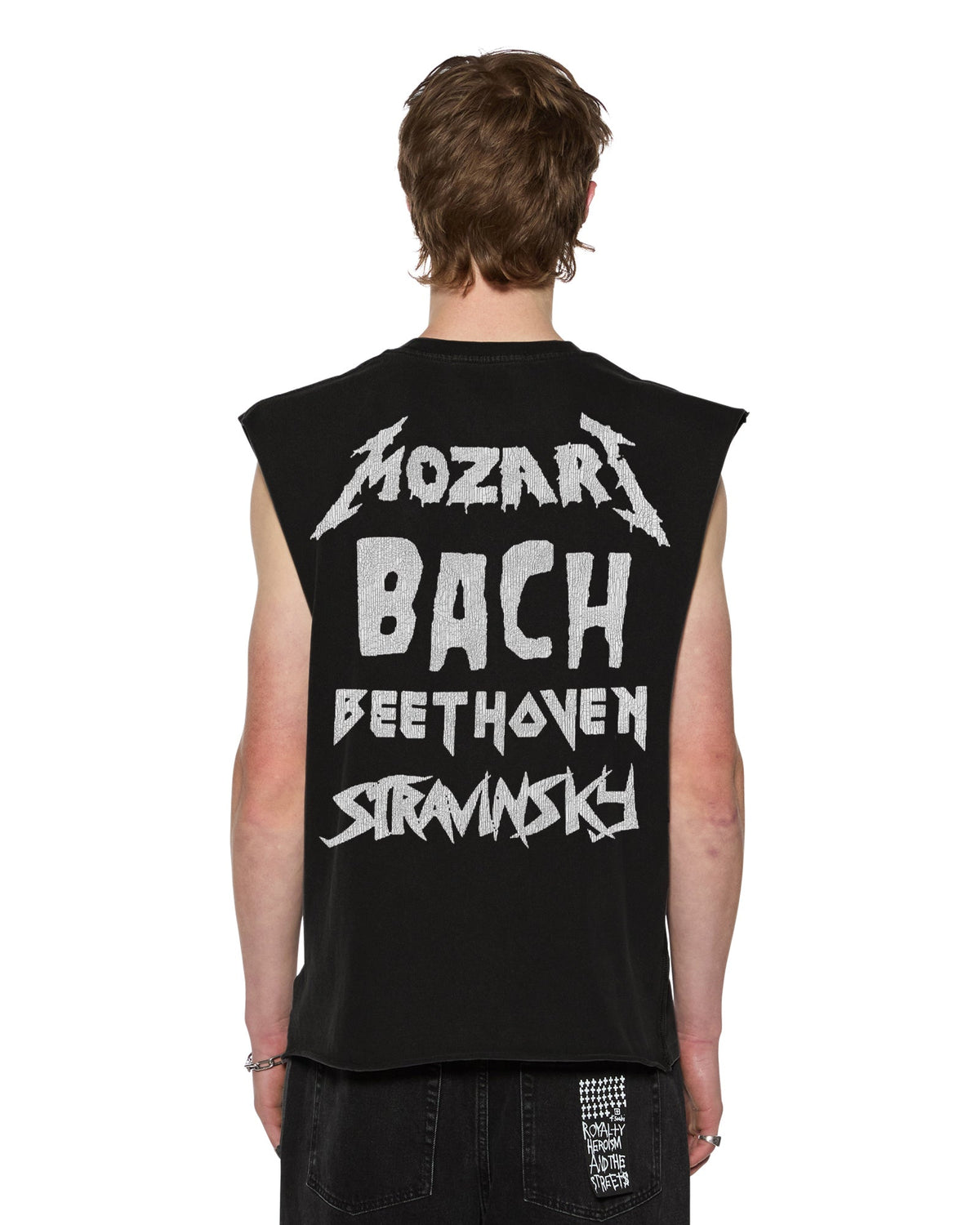 Mens Line Up Ekcess Cut Off Tee Jet Black Oversized Tees - Black