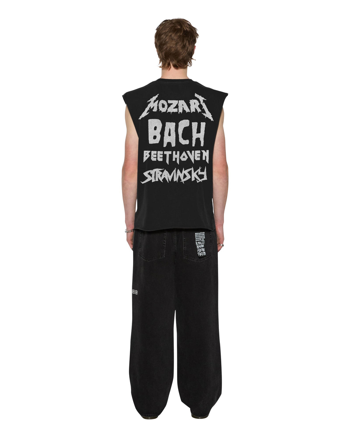Mens Line Up Ekcess Cut Off Tee Jet Black Oversized Tees - Black