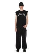 Mens Line Up Ekcess Cut Off Tee Jet Black Oversized Tees - Black