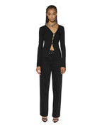 Womens Rework Ls Top Black Fitted Fashion Tops - Black