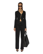 Womens Rework Ls Top Black Fitted Fashion Tops - Black