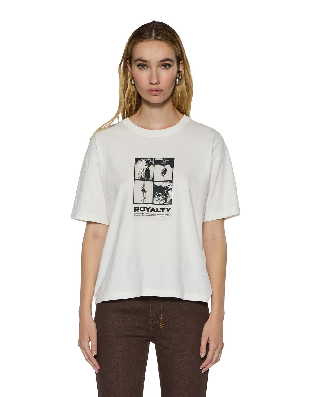Womens Royalty Everyday Ss Tee Vintage White Regular Tees - White