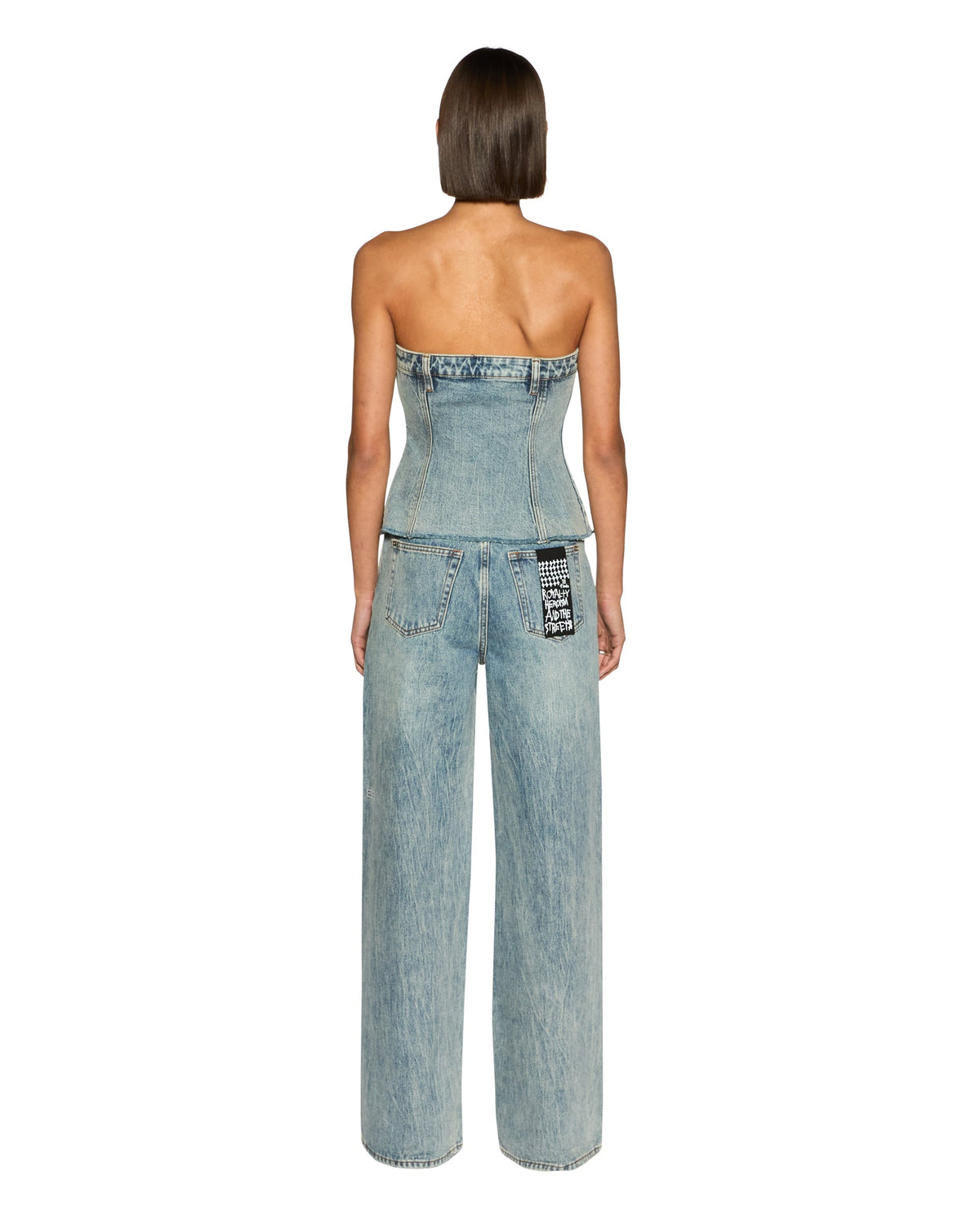 Womens Retro Bustier Youth Fitted Fashion Tops - Denim