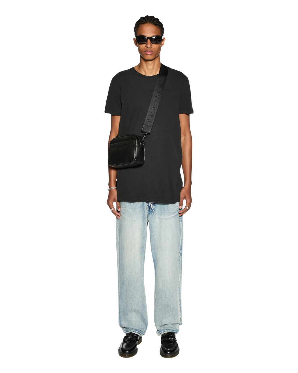 Mens Seeing Lines Ss Tee Black Fitted Tees - Black
