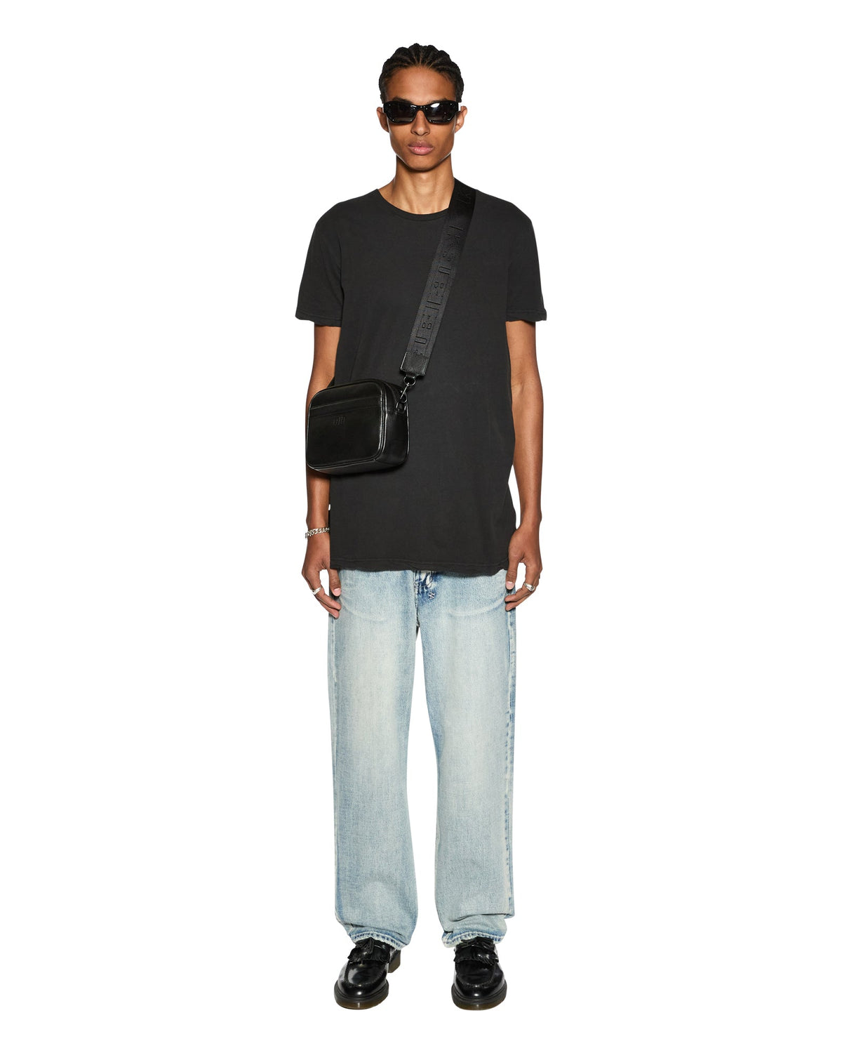 Mens Seeing Lines Ss Tee Black Fitted Tees - Black