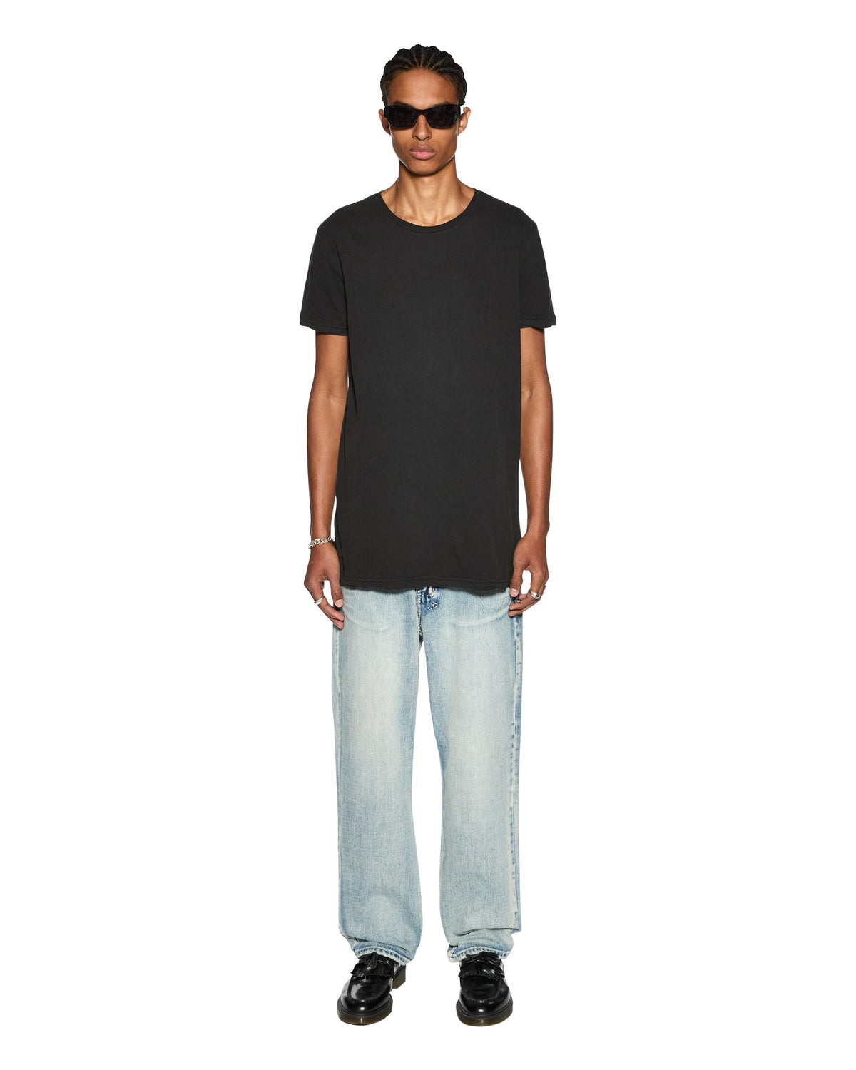 Mens Seeing Lines Ss Tee Black Fitted Tees - Black
