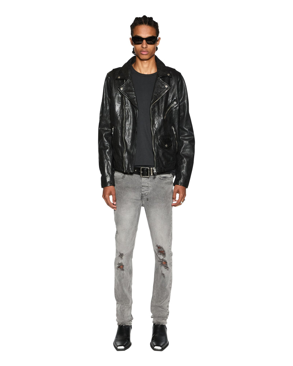 Mens Chitch Prodigy Trashed Slim Denim Jeans - Grey