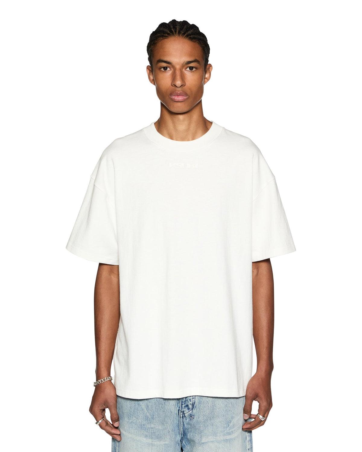 Mens Sott Ekcess Ss Tee Vintage White Oversized Tees - White