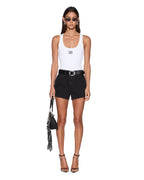 Womens Stacked Origin Tank White Fitted Fashion Tops - White
