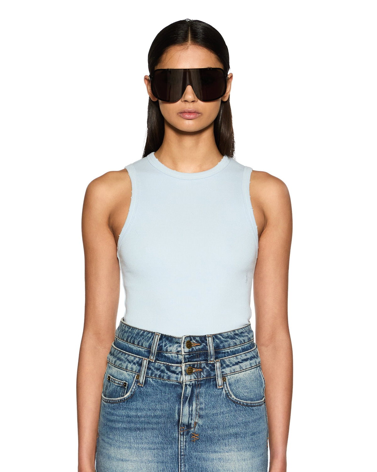 Womens Syndicate Tank Xtra Sky Fitted Fashion Tops - Blue