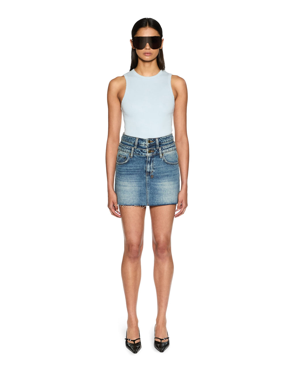 Womens Syndicate Tank Xtra Sky Fitted Fashion Tops - Blue