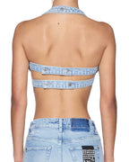 Womens Alma Halter Venice Fitted Fashion Tops - Denim