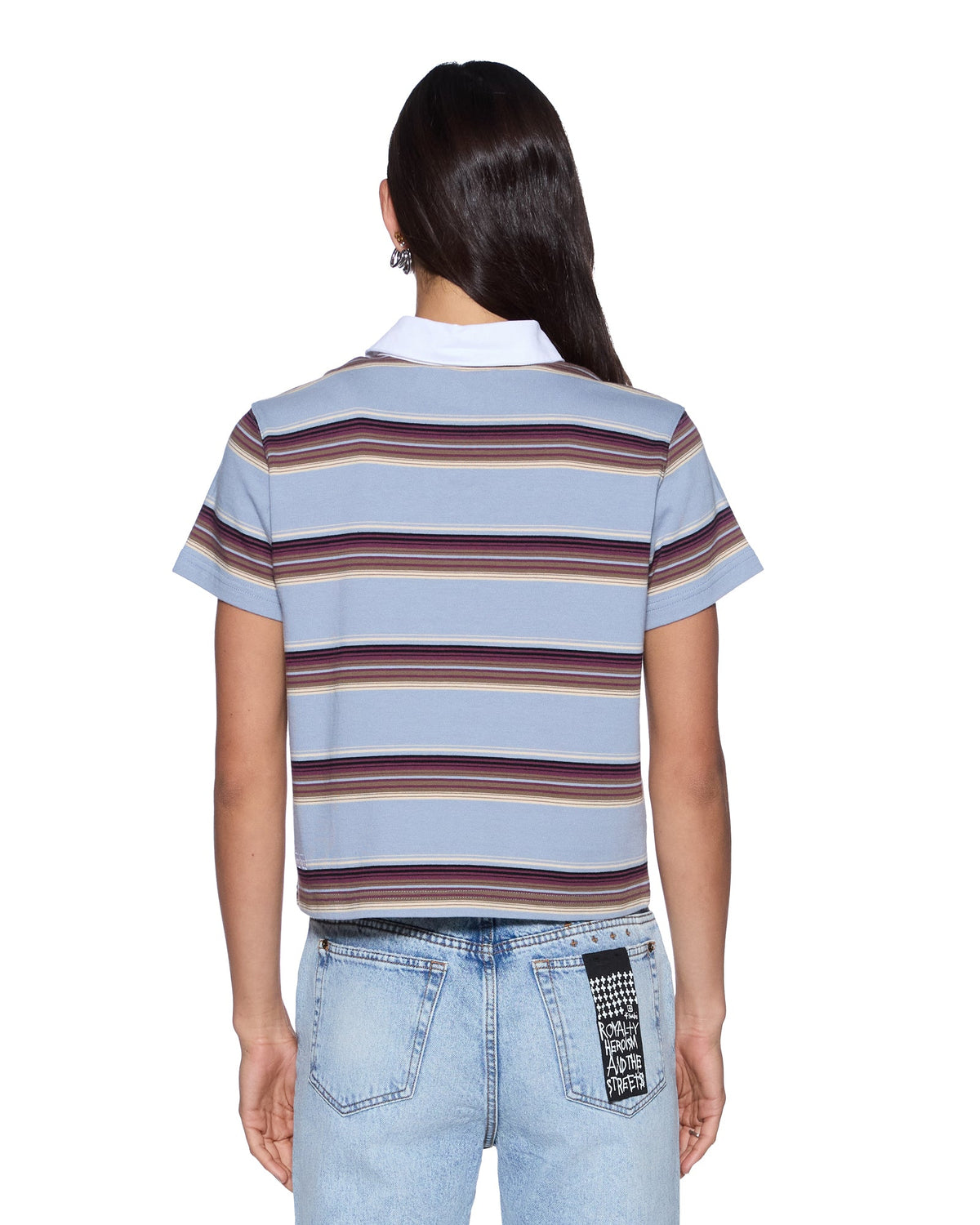 Womens Sott Shrunken Polo Multi Stripe Fitted Shirts - Multi Colour