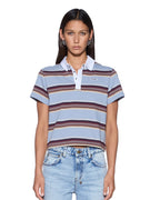 Womens Sott Shrunken Polo Multi Stripe Fitted Shirts - Multi Colour