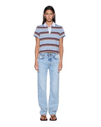 Womens Sott Shrunken Polo Multi Stripe Fitted Shirts - Multi Colour