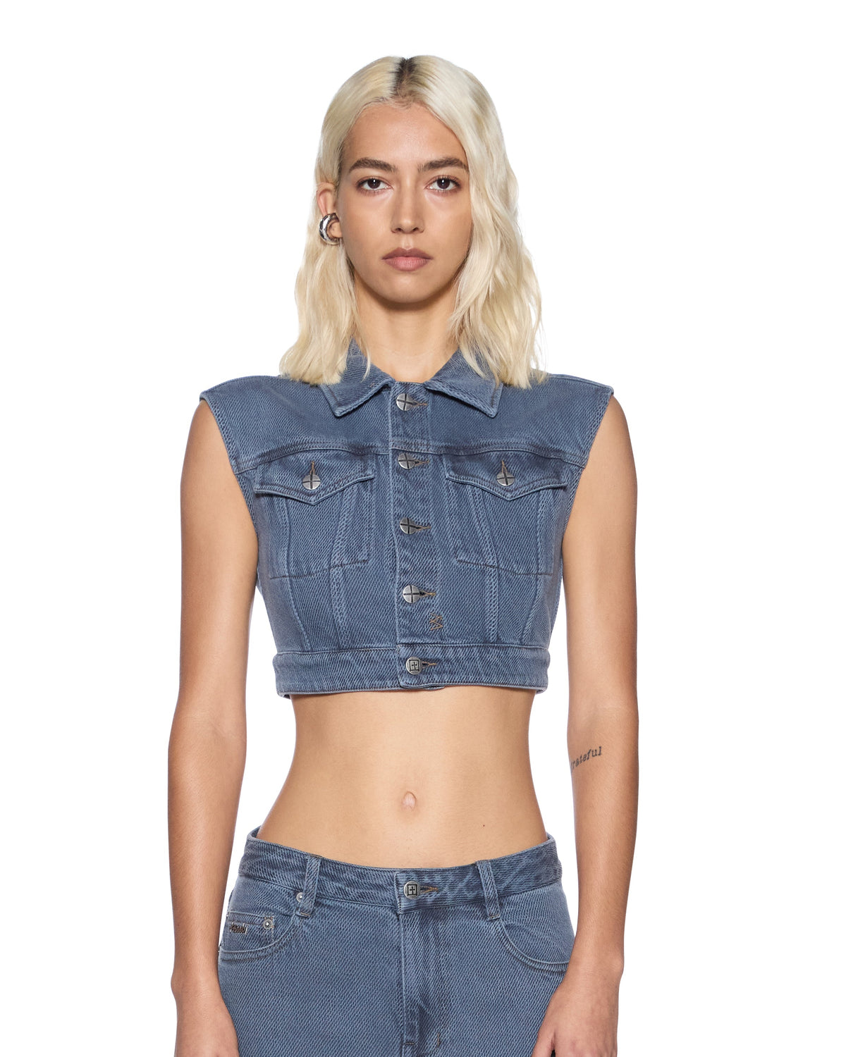 Womens Trucker Vest Mirage Regular Fashion Tops - Blue