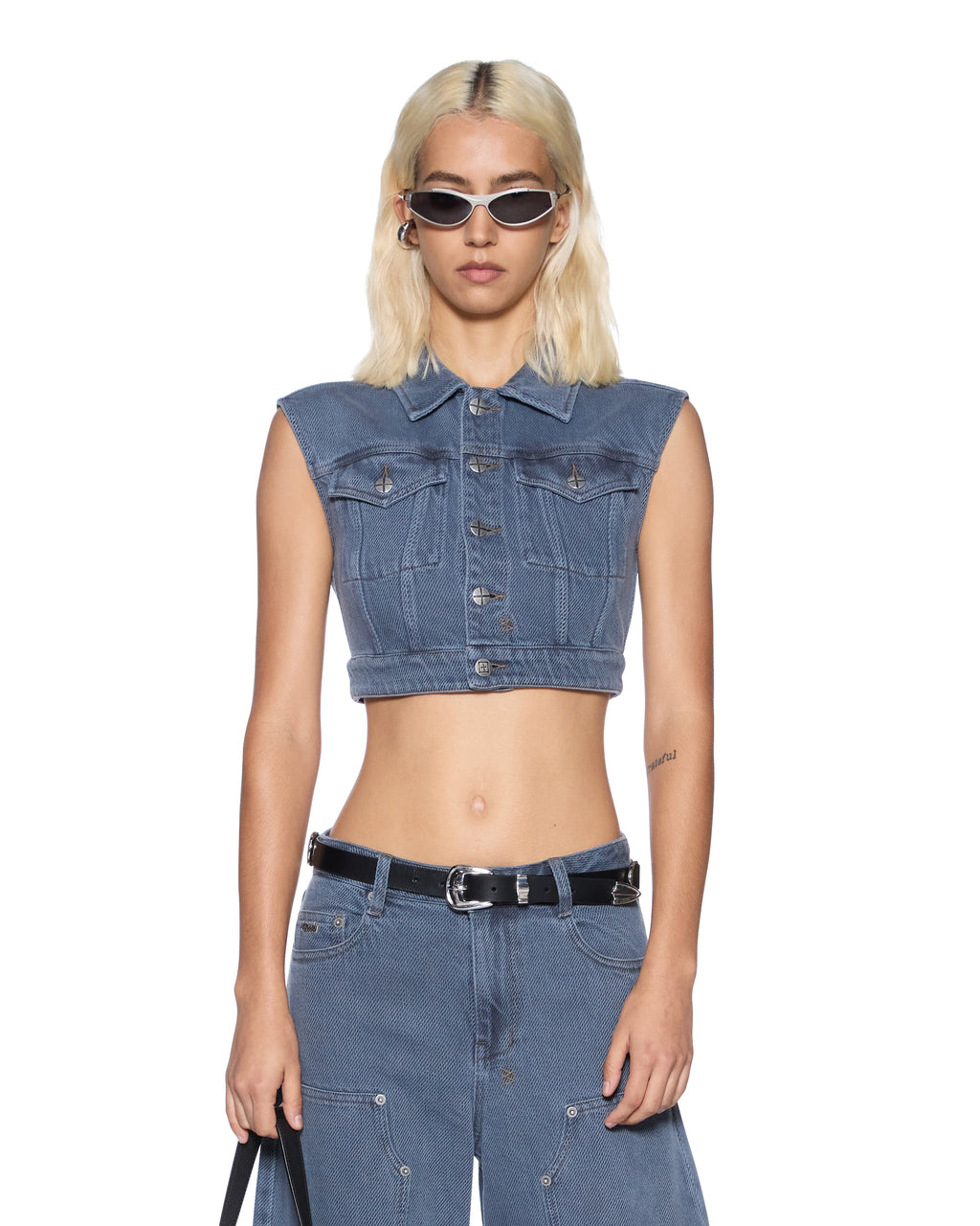 Womens Trucker Vest Mirage Regular Fashion Tops - Blue