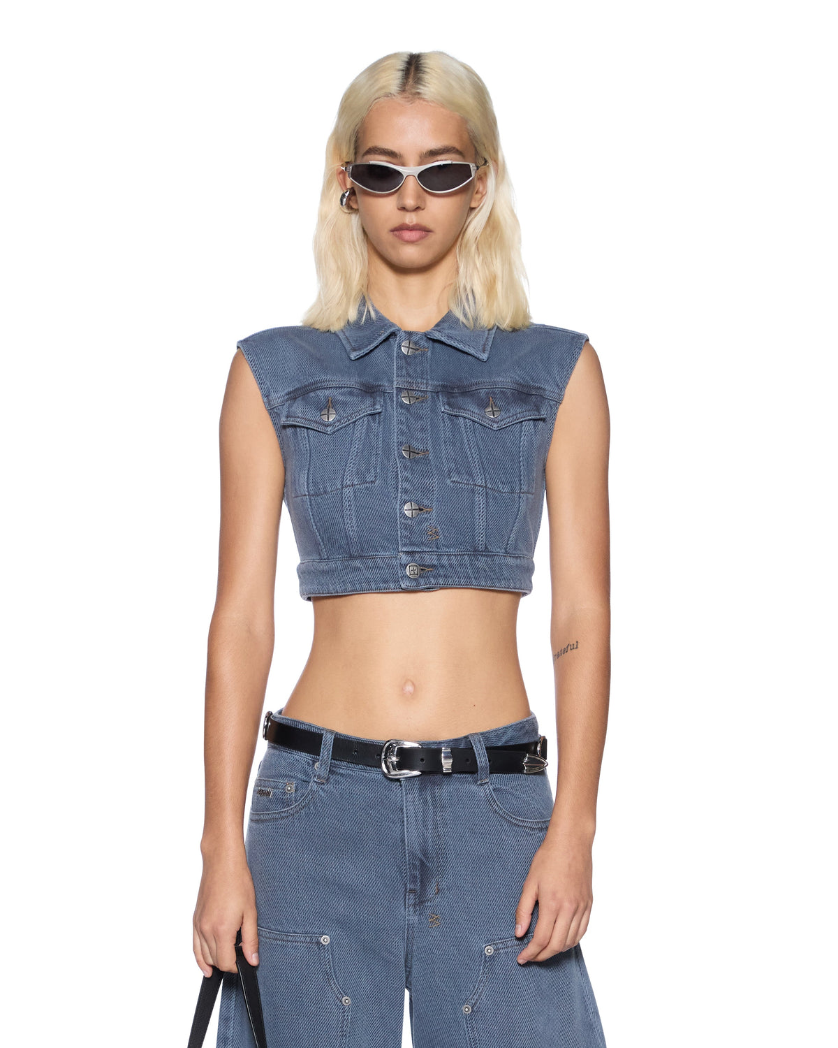 Womens Trucker Vest Mirage Regular Fashion Tops - Blue
