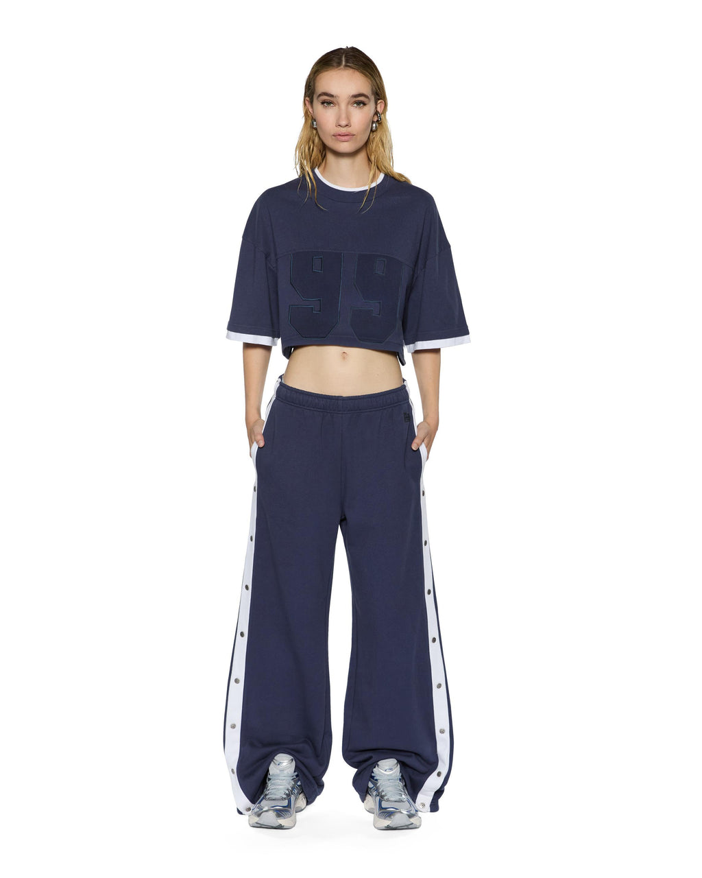 Womens Origin Trakpant Spliced Ink Straight Pants - Navy