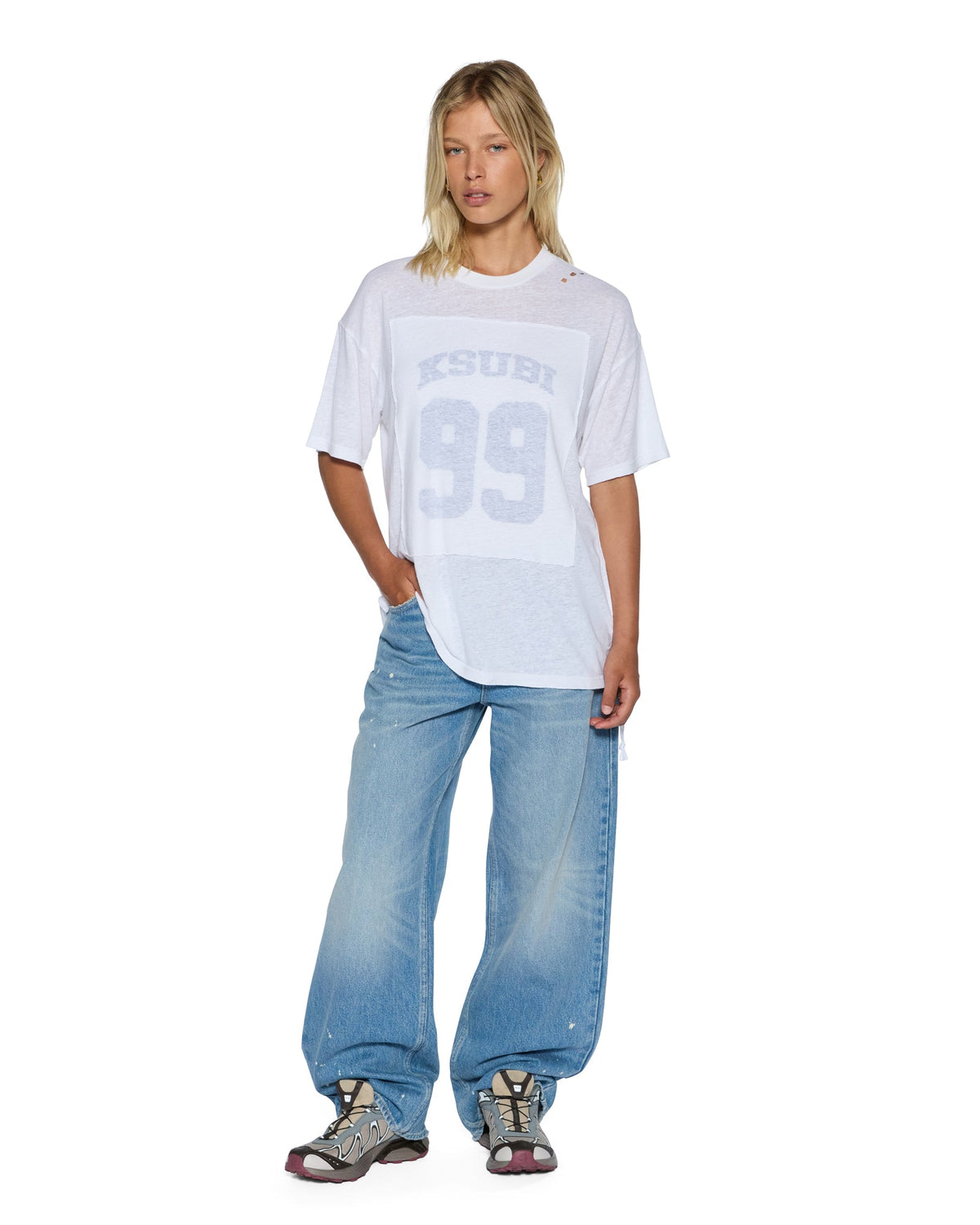 Womens 99 Oh G Tee Slub White Oversized Tees - White