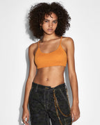 Womens Knit Bralette Satsuma Fitted Fashion Tops - Orange