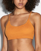 Womens Knit Bralette Satsuma Fitted Fashion Tops - Orange