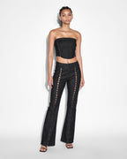 Womens Bustier Ebony Laced Fitted Fashion Tops - Black