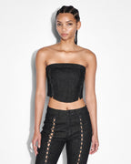 Womens Bustier Ebony Laced Fitted Fashion Tops - Black