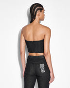 Womens Bustier Ebony Laced Fitted Fashion Tops - Black