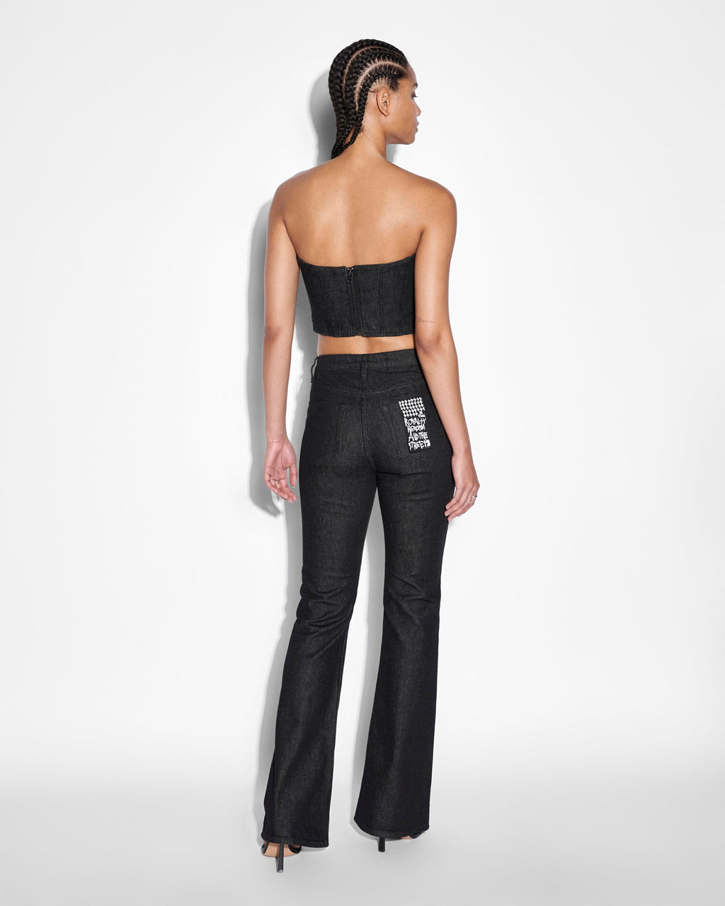 Womens Bustier Ebony Laced Fitted Fashion Tops - Black