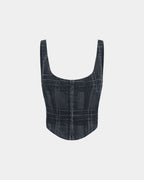 Womens Gigi Bustier Skool Fitted Fashion Tops - Denim