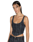 Womens Gigi Bustier Skool Fitted Fashion Tops - Denim