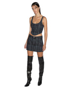 Womens Gigi Bustier Skool Fitted Fashion Tops - Denim