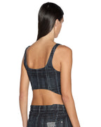 Womens Gigi Bustier Skool Fitted Fashion Tops - Denim