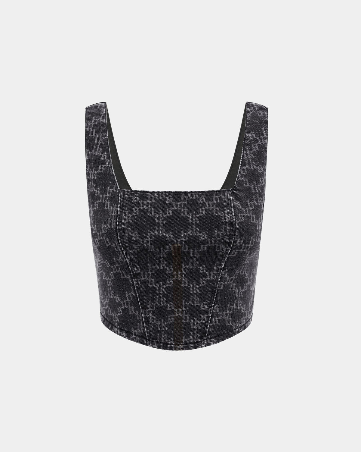 Womens Merge Bustier Iconic Etched Fitted Fashion Tops - Black