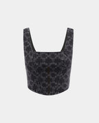 Womens Merge Bustier Iconic Etched Fitted Fashion Tops - Black