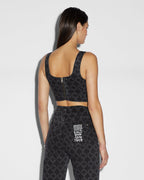 Womens Merge Bustier Iconic Etched Fitted Fashion Tops - Black
