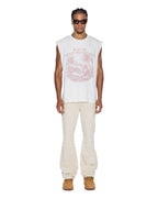 Mens Paradiso Cut Off Tee Vintage White Regular Tees - White